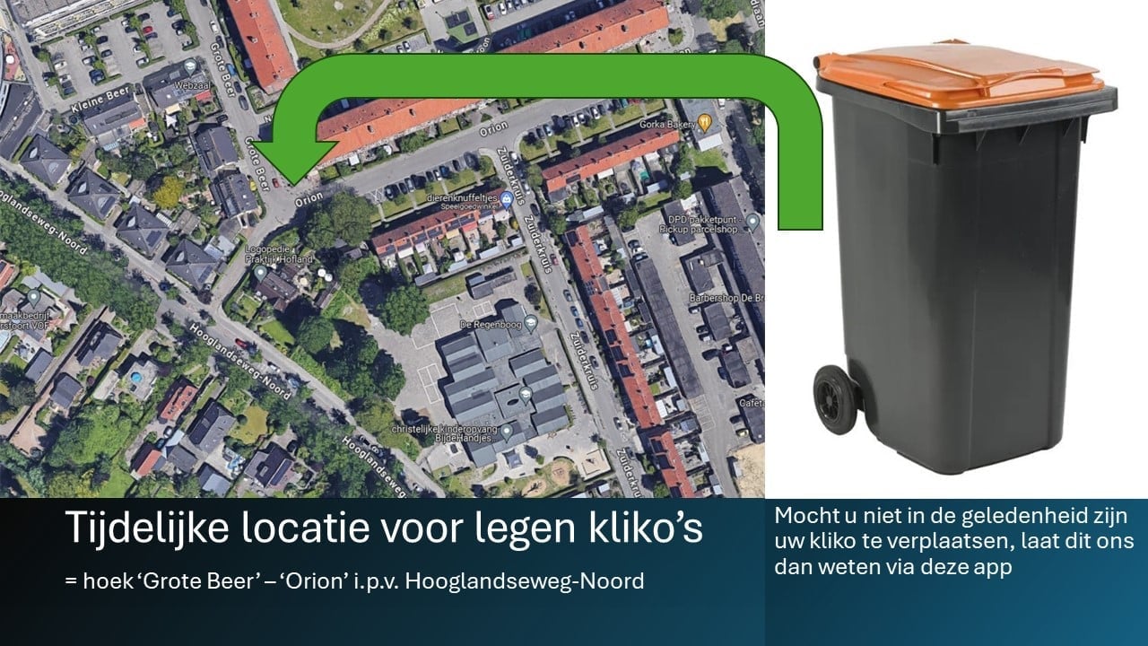 Tijdelijke locatie legen kliko's