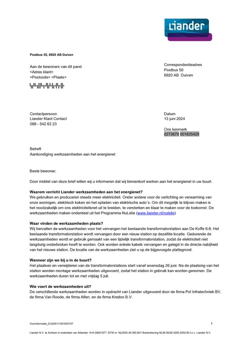 Bewonersbrief De Koffe