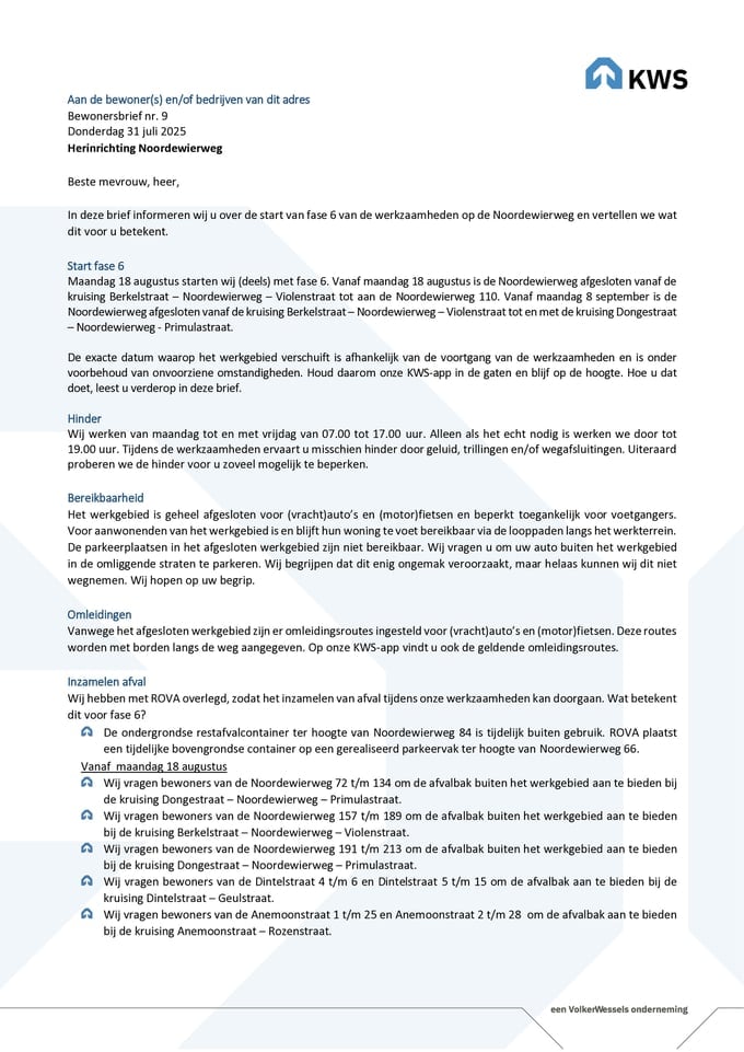 Fase 6: bewonersbrief