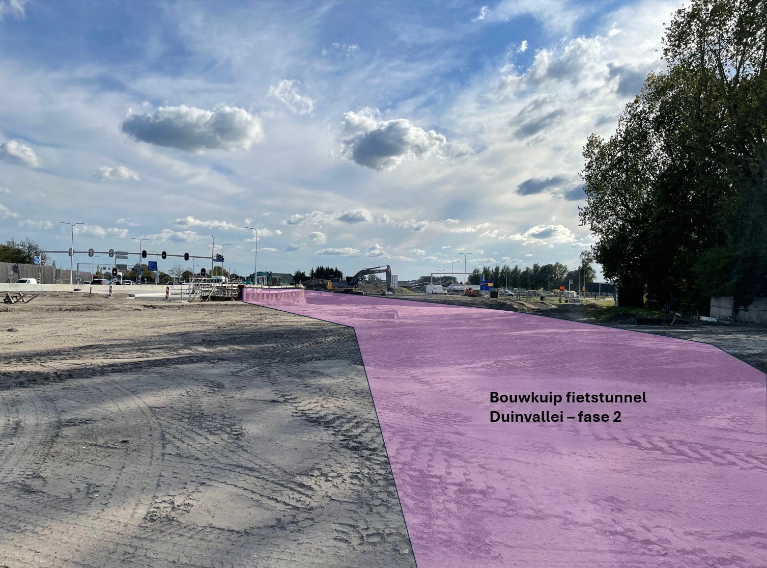 Schematische weergave locatie bouwkuip, fase 2.

Op deze plek lag 3 weken terug nog de bypass in de N206.