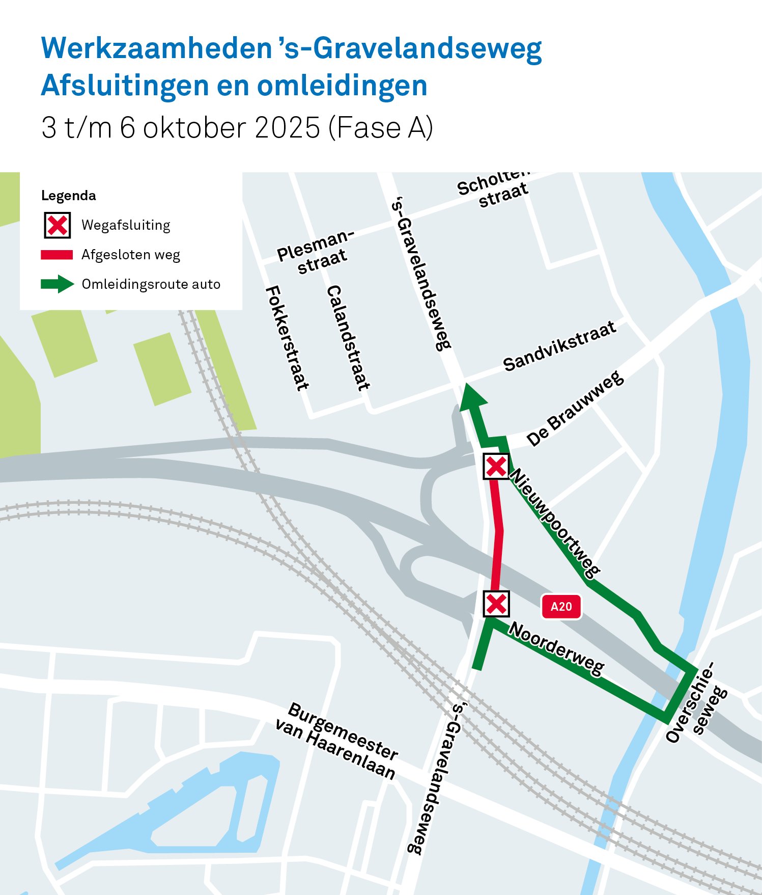 schematische afbeelding van werkzaamheden herinrichting-sgravelandseweg fase A