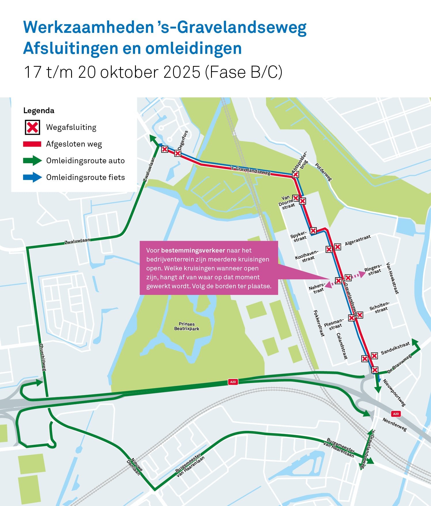 schematische afbeelding van werkzaamheden herinrichting-sgravelandseweg fase B/C