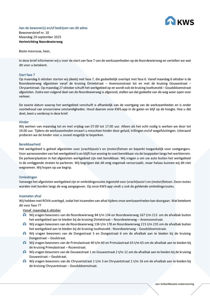 Fase 7: bewonersbrief