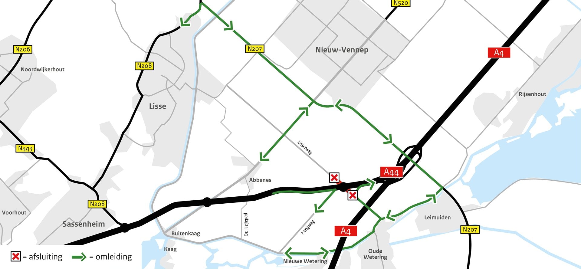 Omleiding lokaal verkeer Lisserwegviaduct vanaf 14 oktober 2025