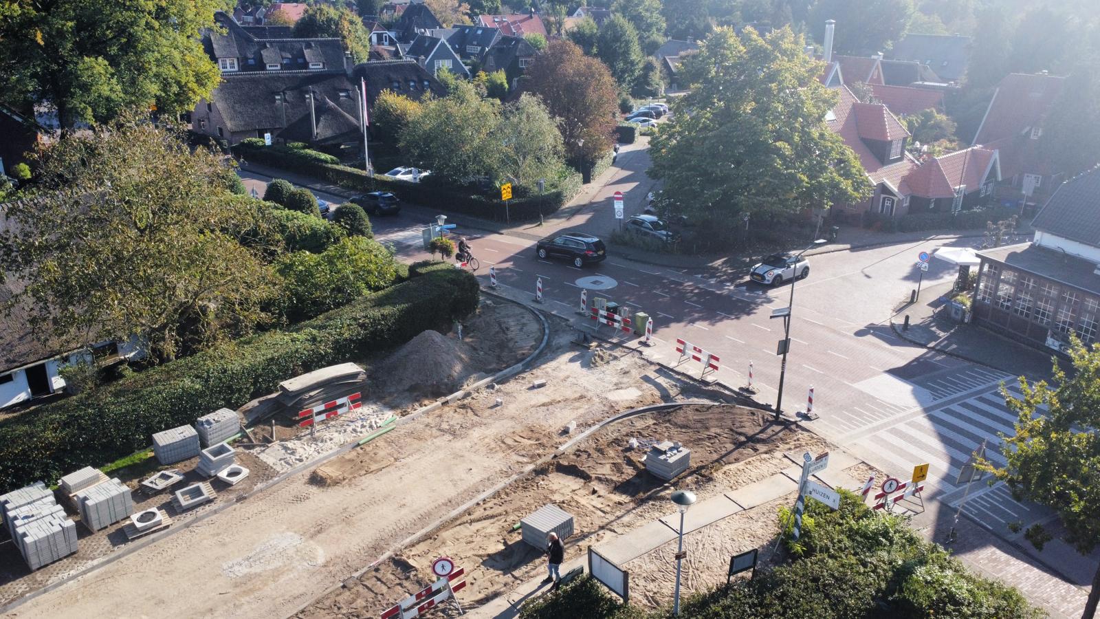 Luchtfoto Bergweg - werkzaamheden
