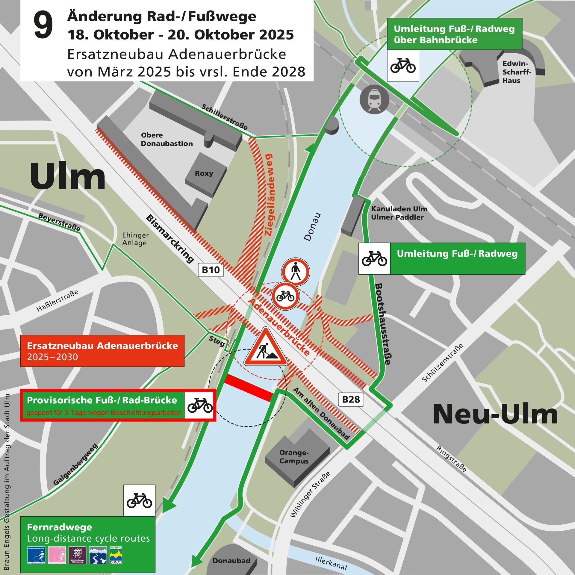 Prov.  Fuß-/Radbrücke gesperrt v. 18.-20.10.2025