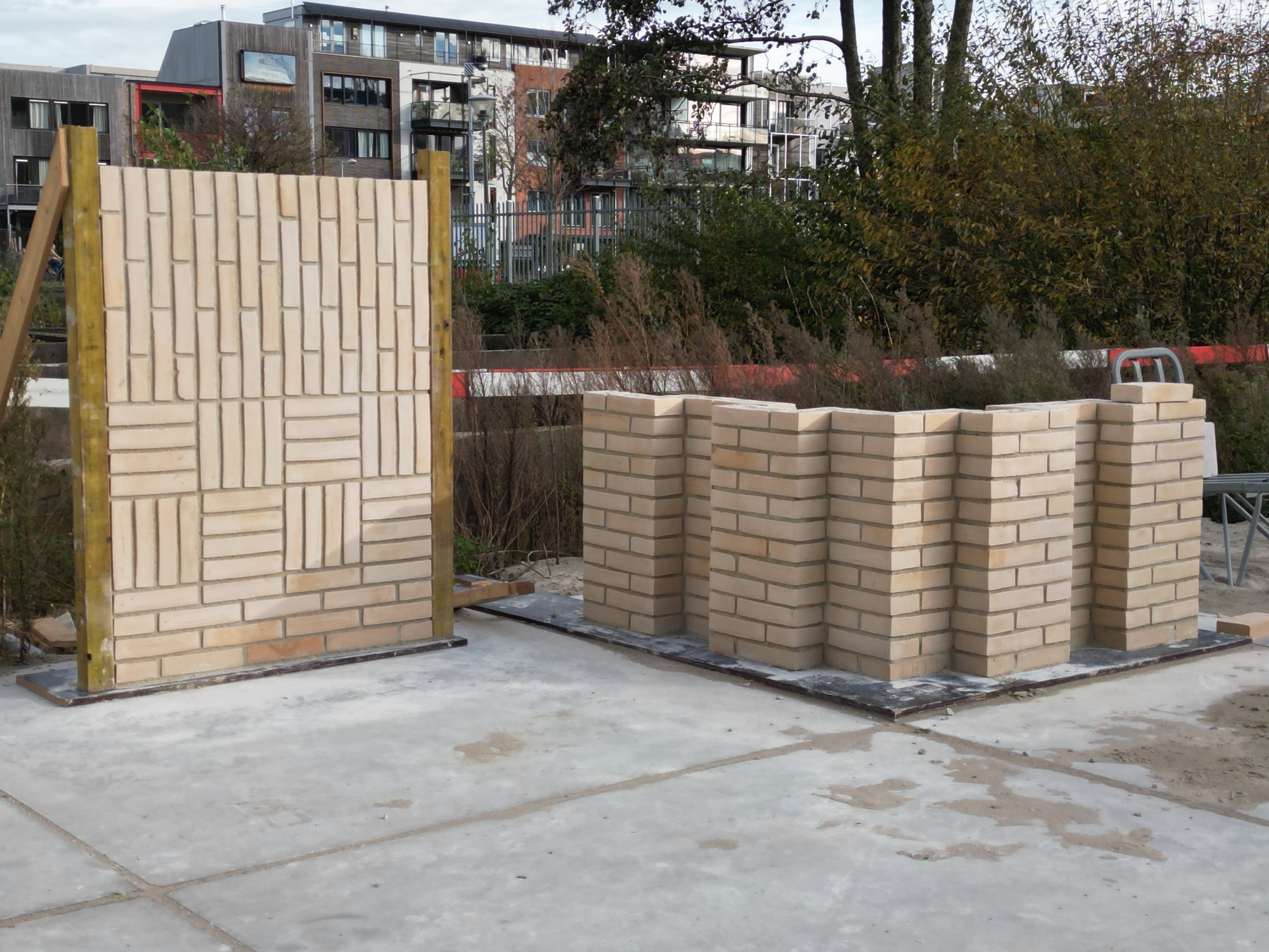 Proefvakken voor de metselwerk gevels