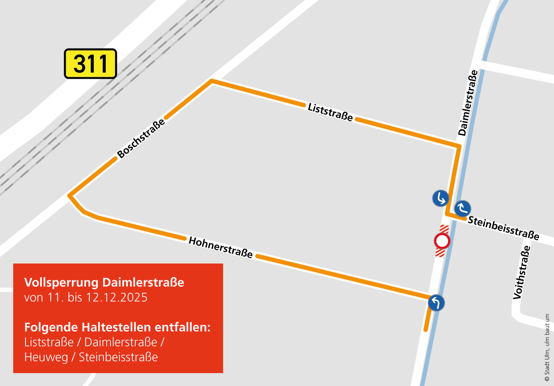 Daimlerstraße gesperrt am 11. und 12.12.2025