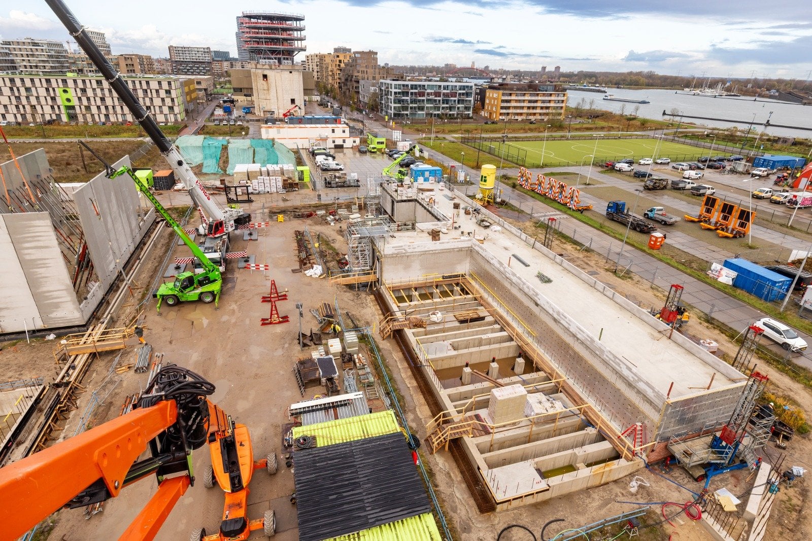 Bovenaanzicht van het Liander schakelstation