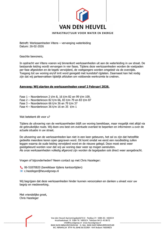 De bewonersbrief van Van den Heuvel