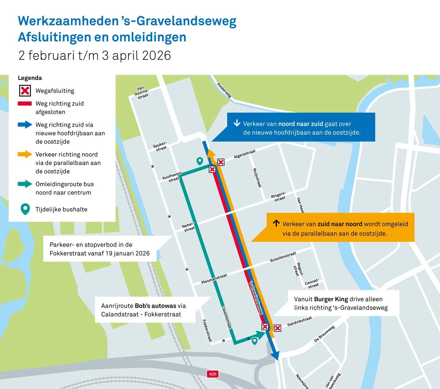Werkzaamheden 's-Gravelandseweg 2 februari t/m 3 april 2026