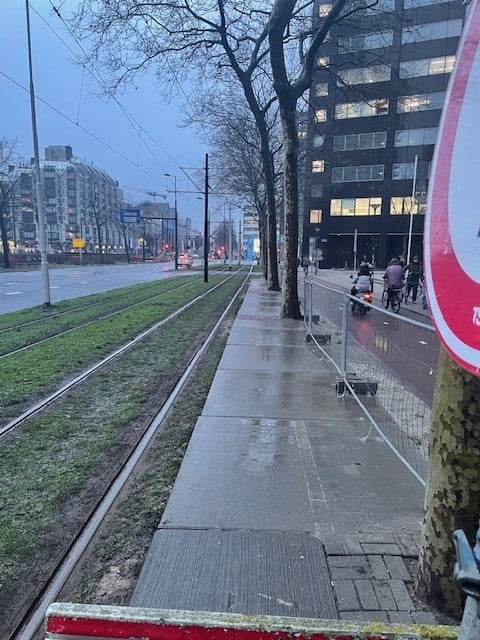 Locatie tijdelijke tramhalte ter hoogte van Blaak 555