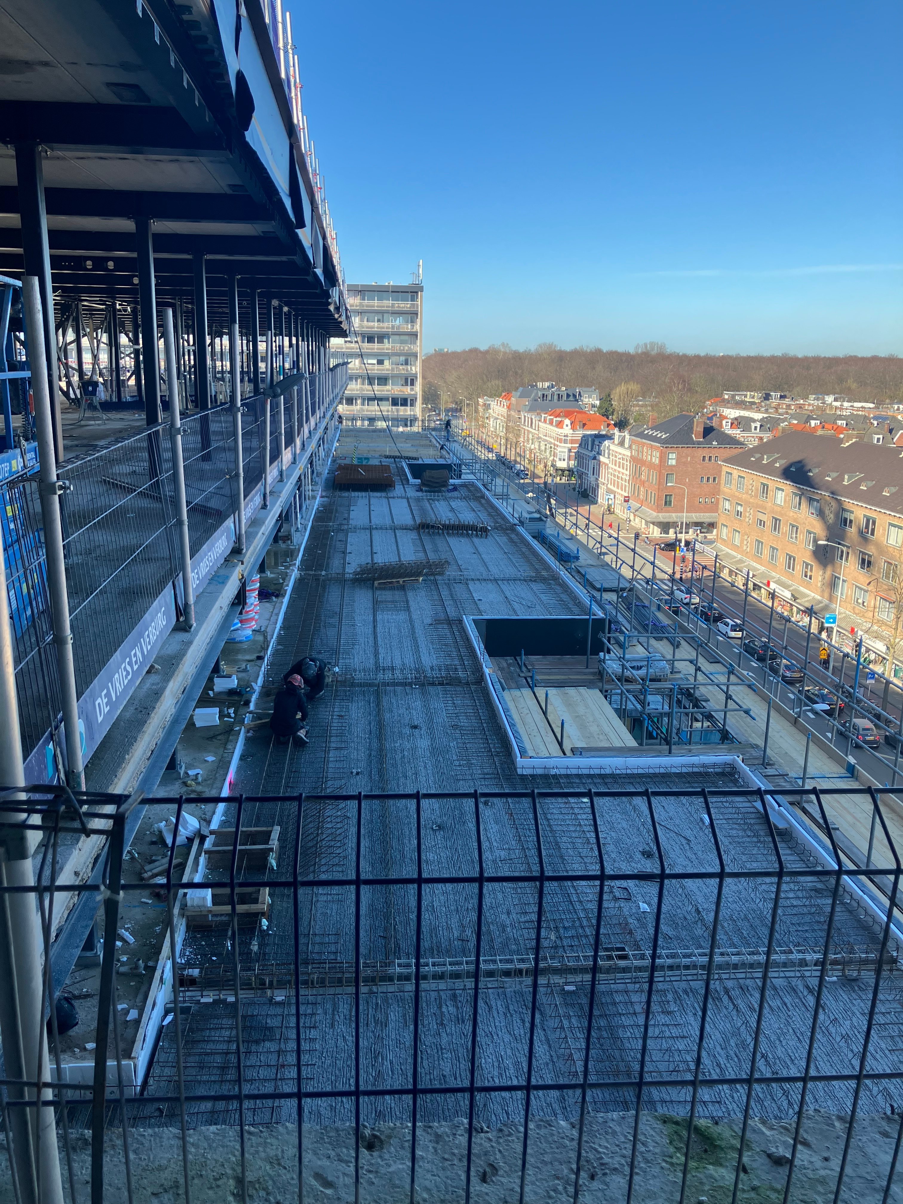 Status van de uitbreiding van de voorkant op de 5e verdieping.