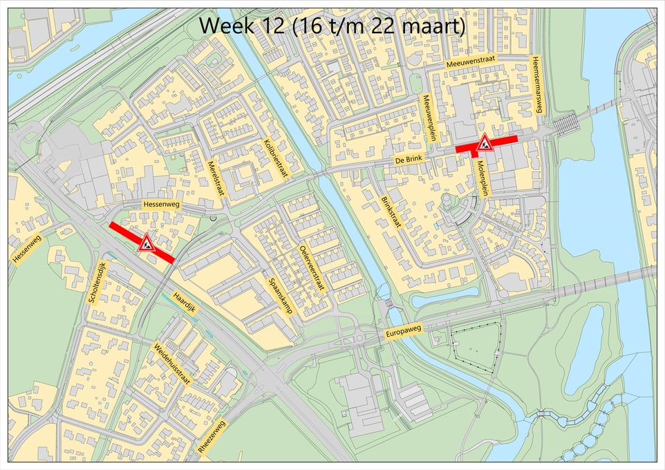 Kaart werkzaamheden week 12