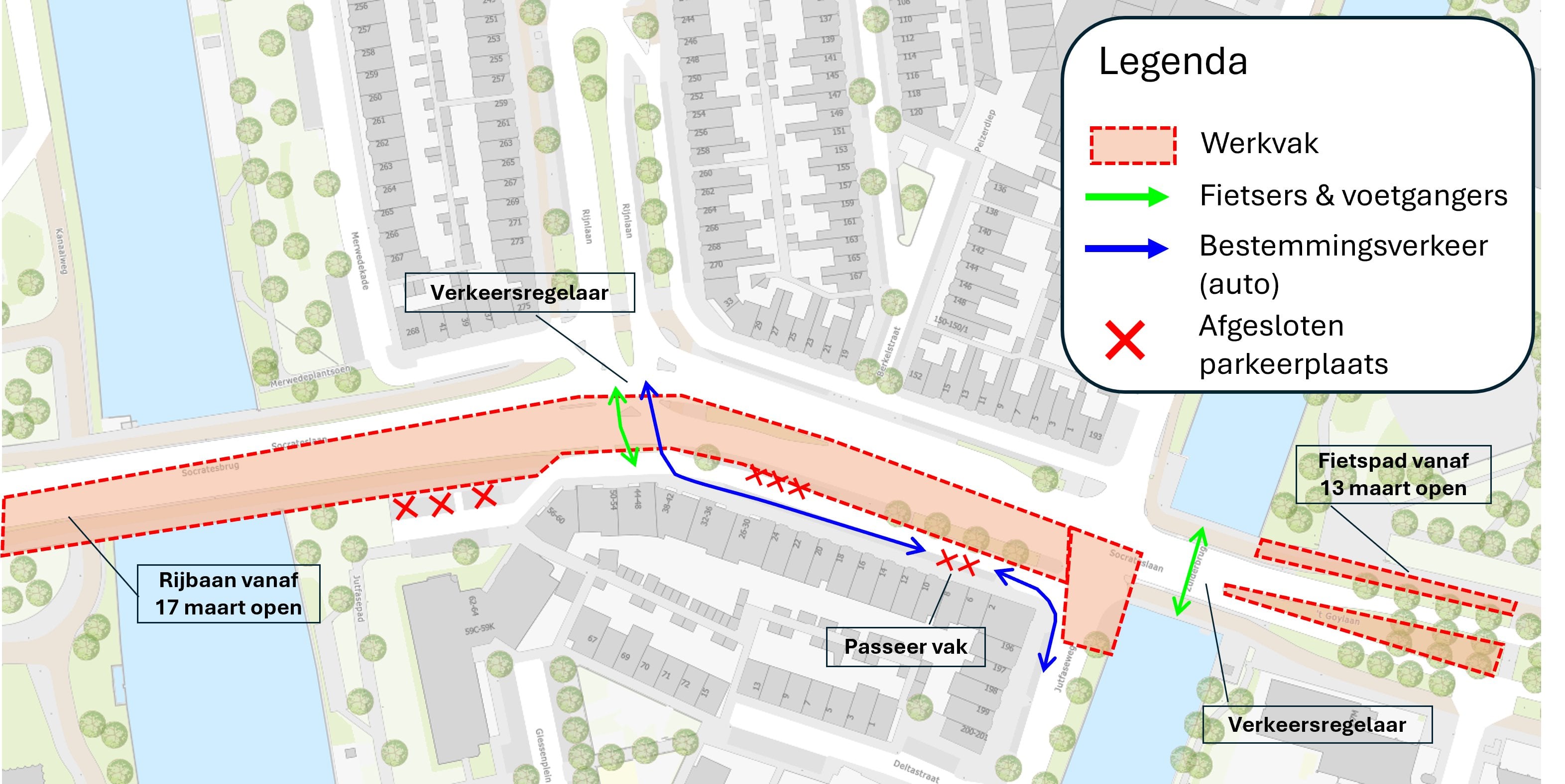 Rijroute tussen de Rijnlaan en Jutfaseweg-Zuid