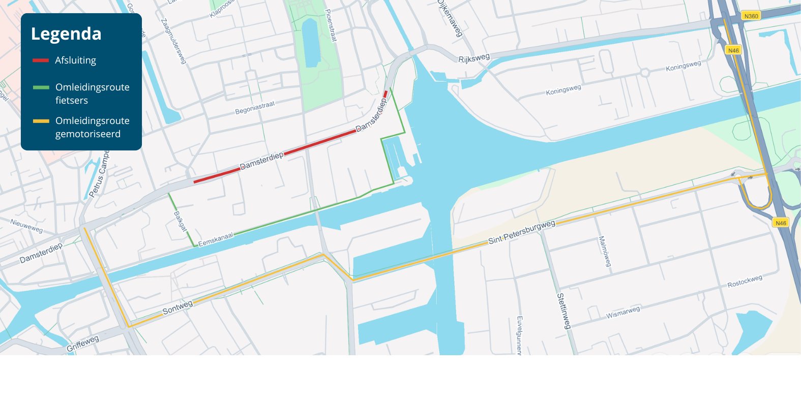 Omleidingsroute fiets en gemotoriseerd verkeer