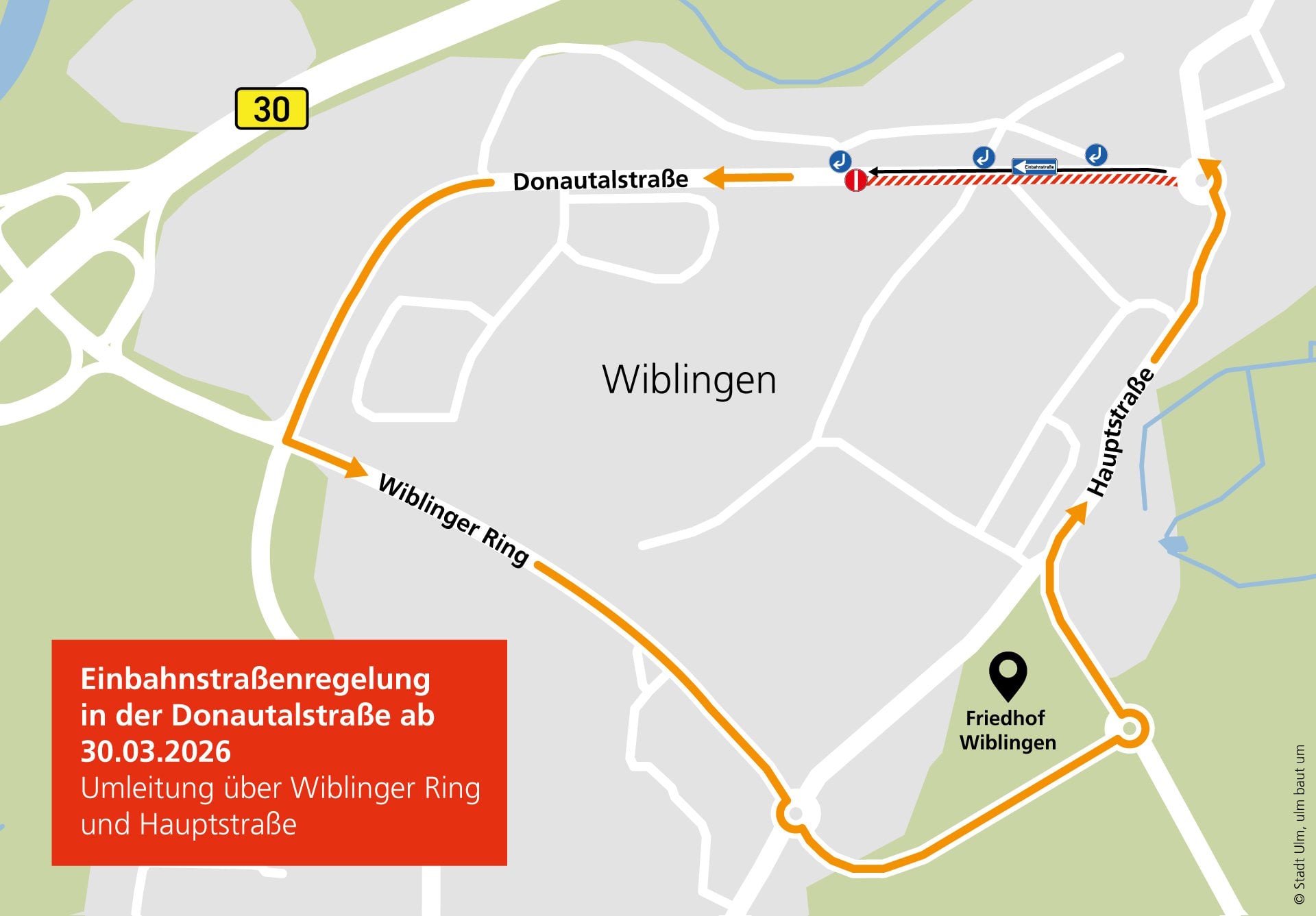 Donautalstraße: Einbahnstraße ab 30.03.2026