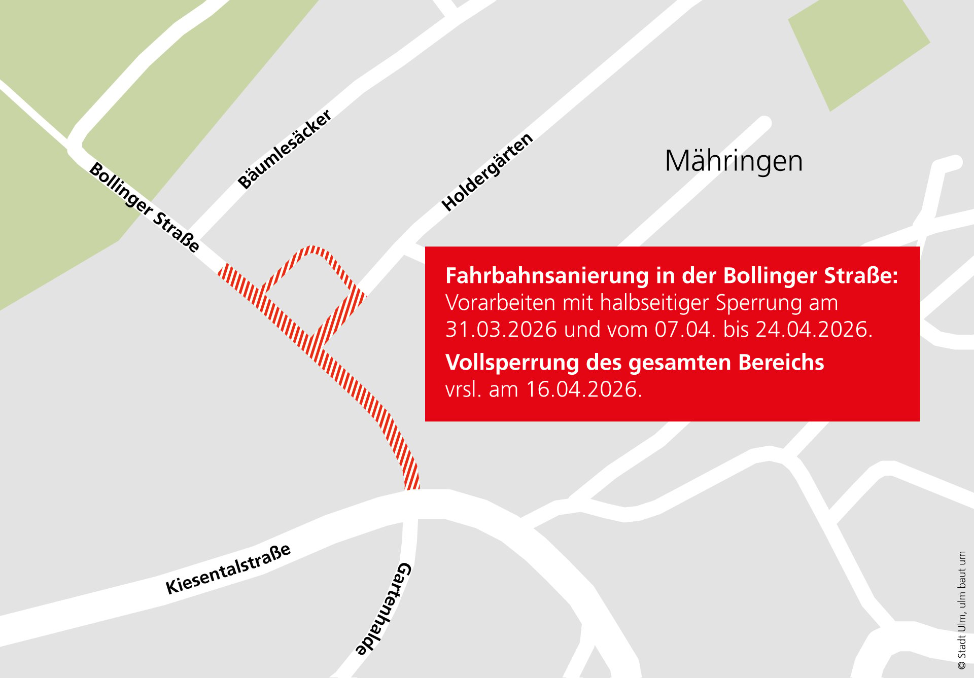 Fahrbahnsanierung Bollinger Straße in Mähringen