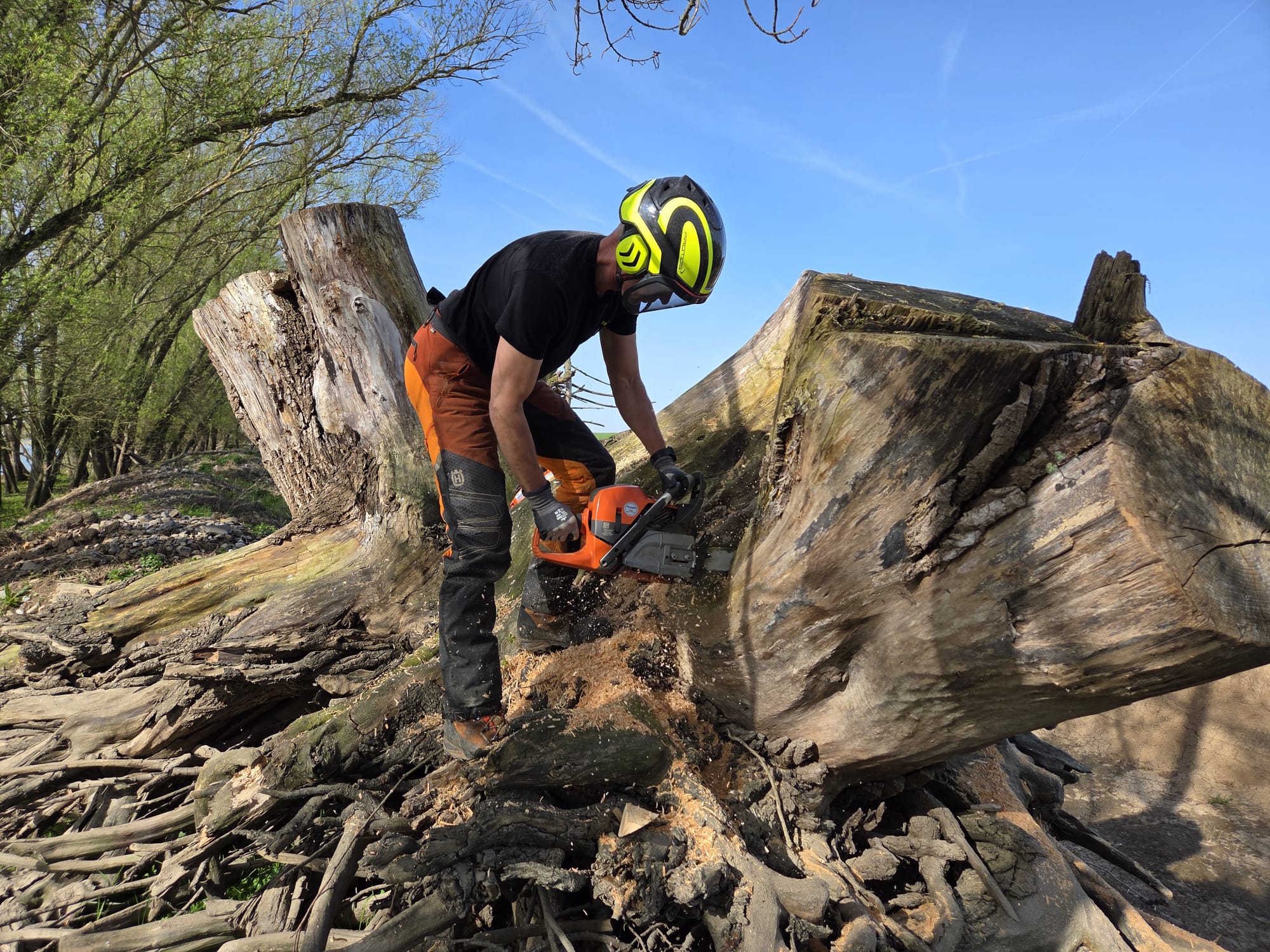 Gat maken voor de verankering van de stobbe