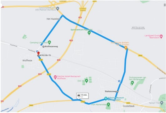 Omleidingsroute gedurende afsluiting spooroverweg