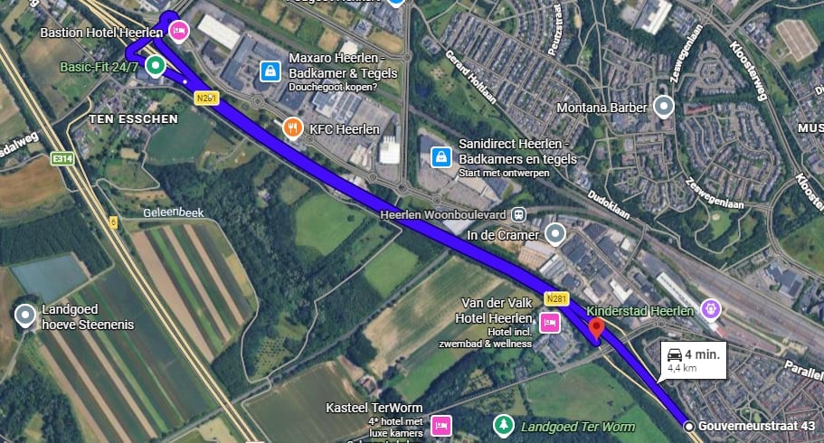 N281 afrit Terworm A afgesloten keren via Beersdalweg naar Terworm C