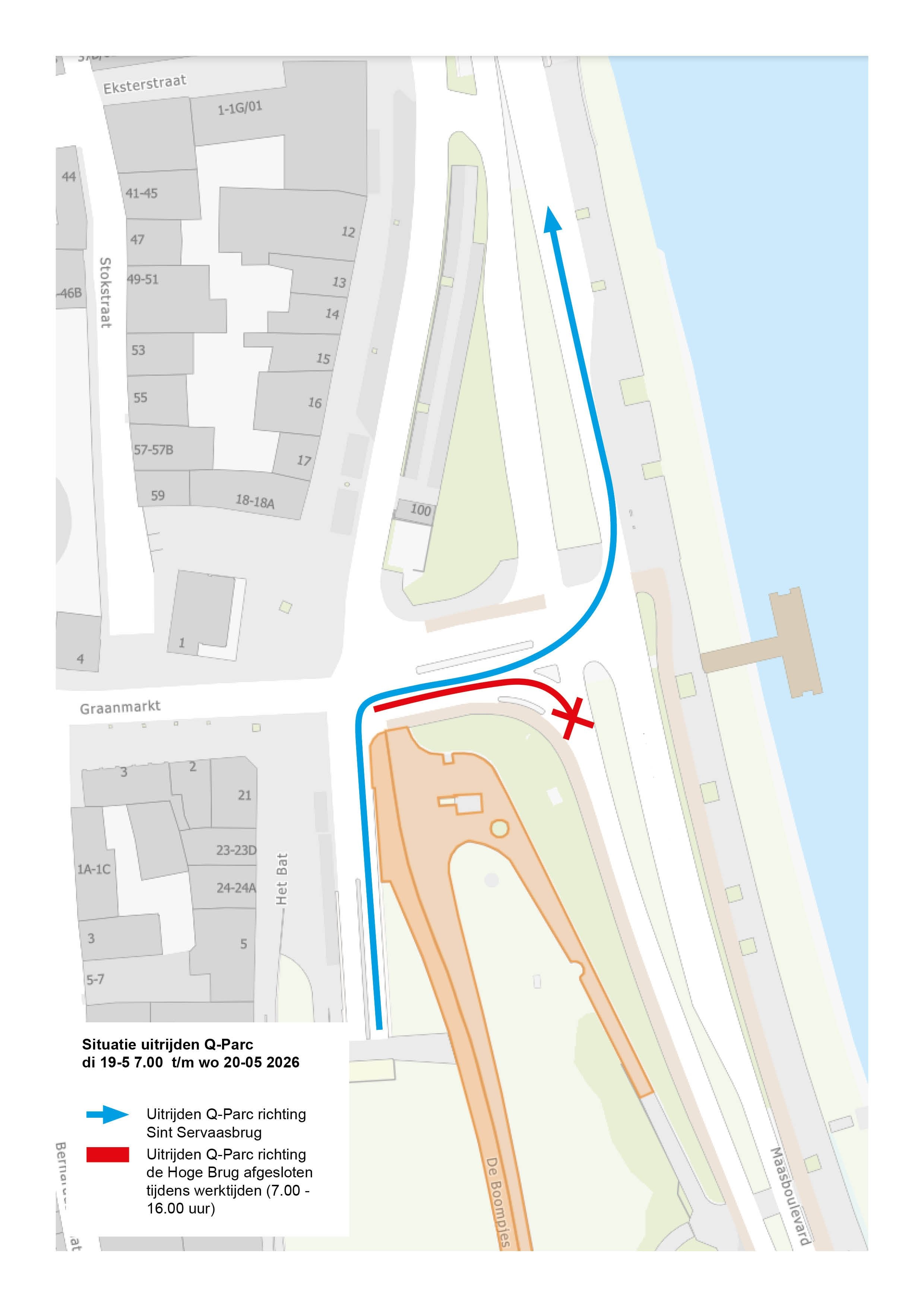 afbeelding 2: uitrijden Q-park tijdens de werkzaamheden