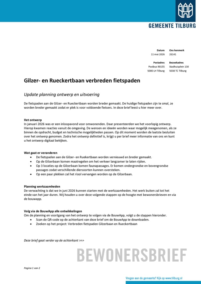 Brief voor de omgeving van 11 mei 2026