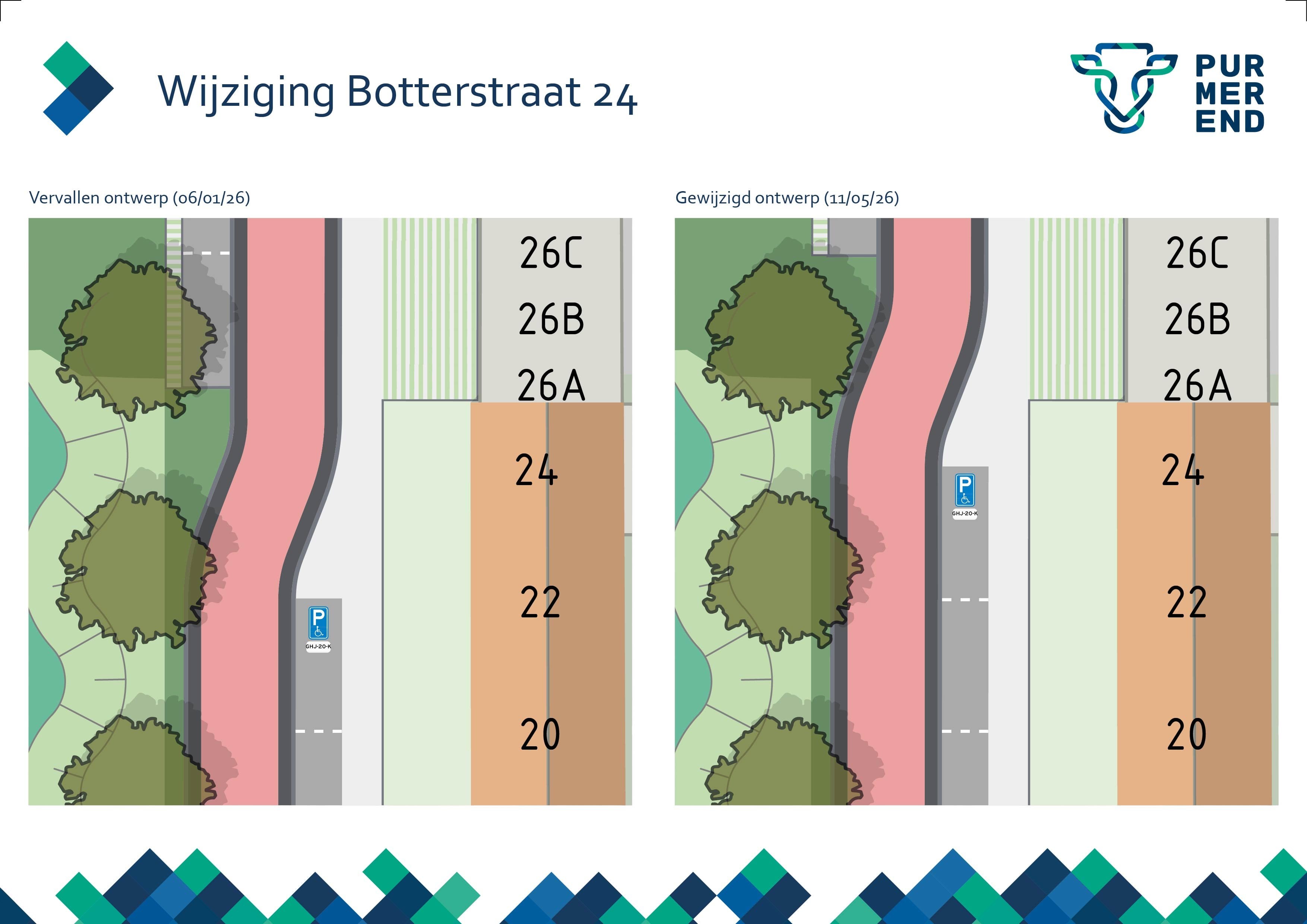 Tekening verandering bij de Botterstraat 24
