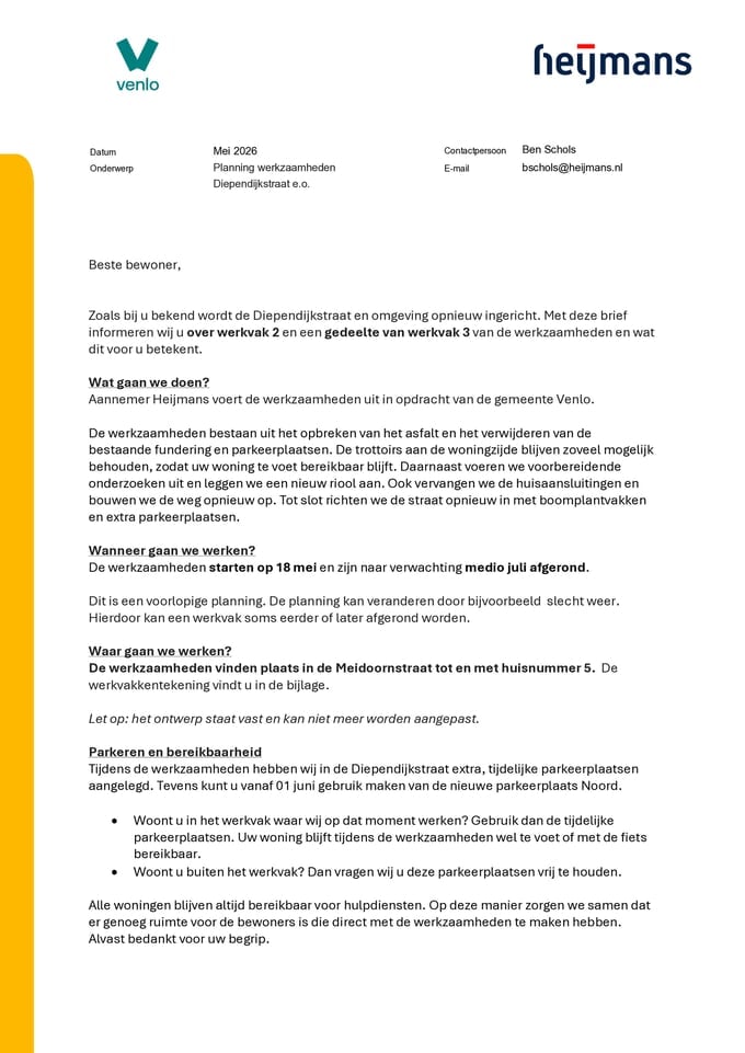 Bewonersbrief werkvak 2 en gedeelte werkvak 3.