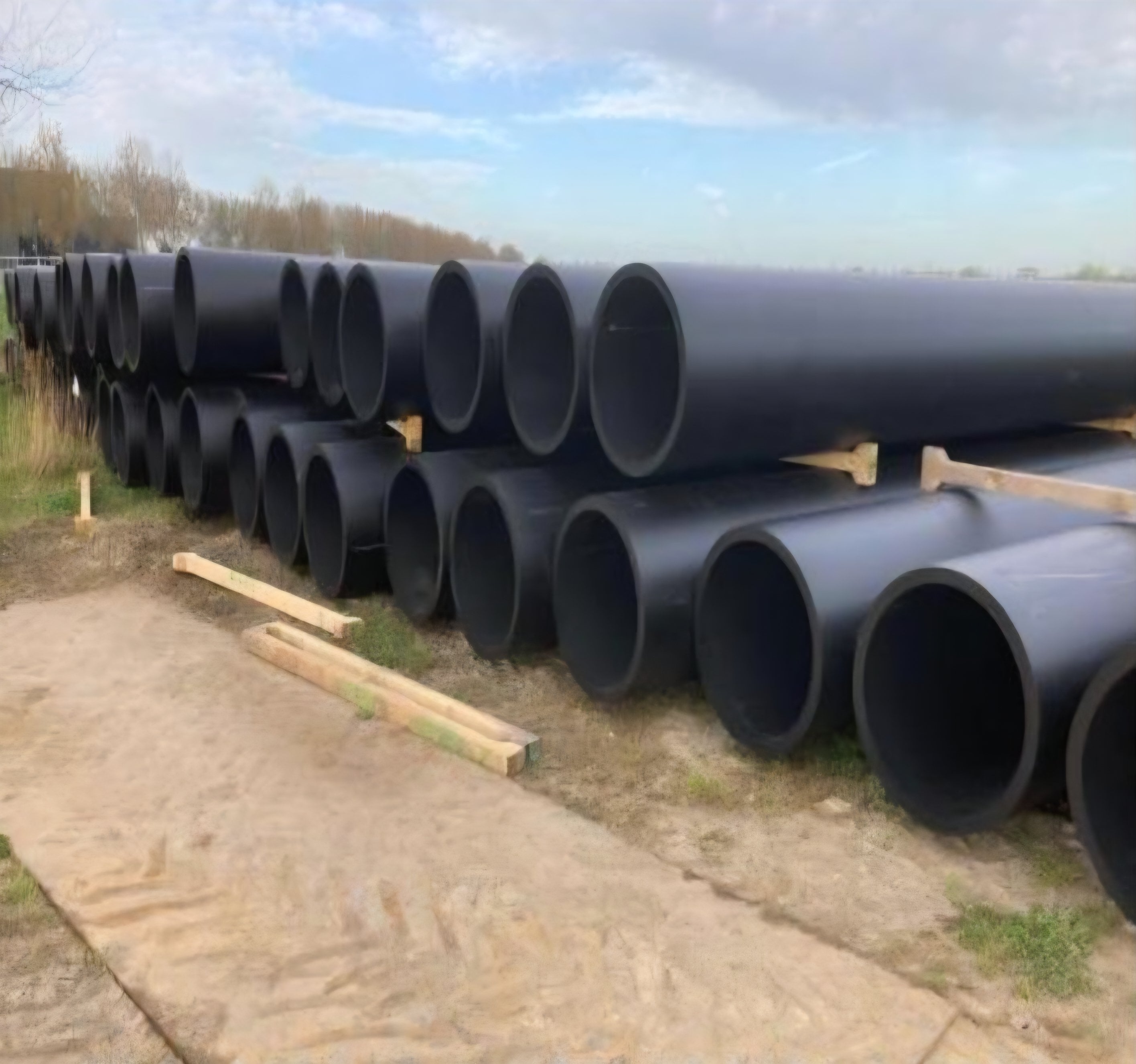 voorbeeld van zwarte buizen in opslag