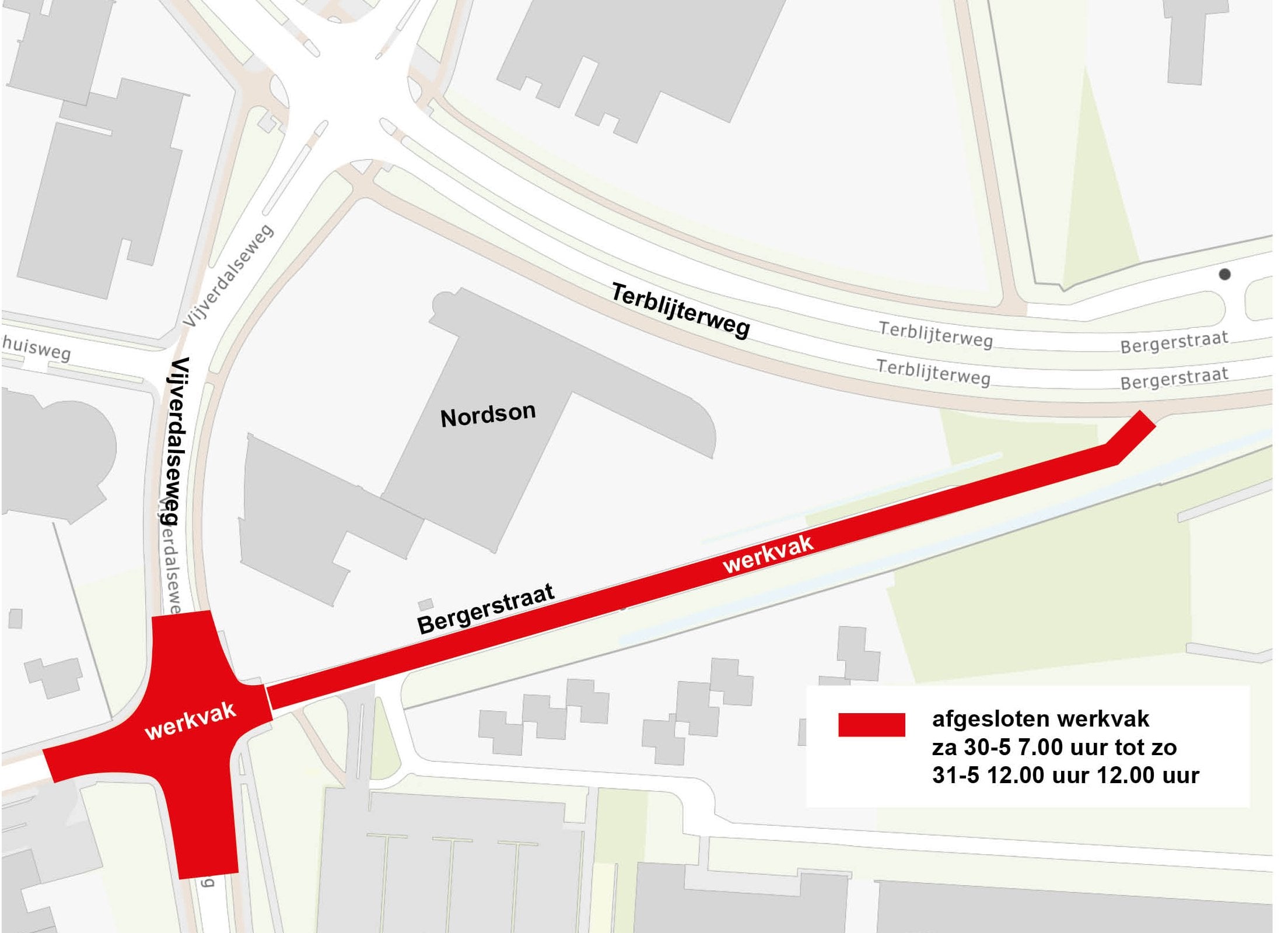 Afb. 1: Afgesloten werkvak za 30-5 7.00 uur tot zo 31-5 12.00 uur