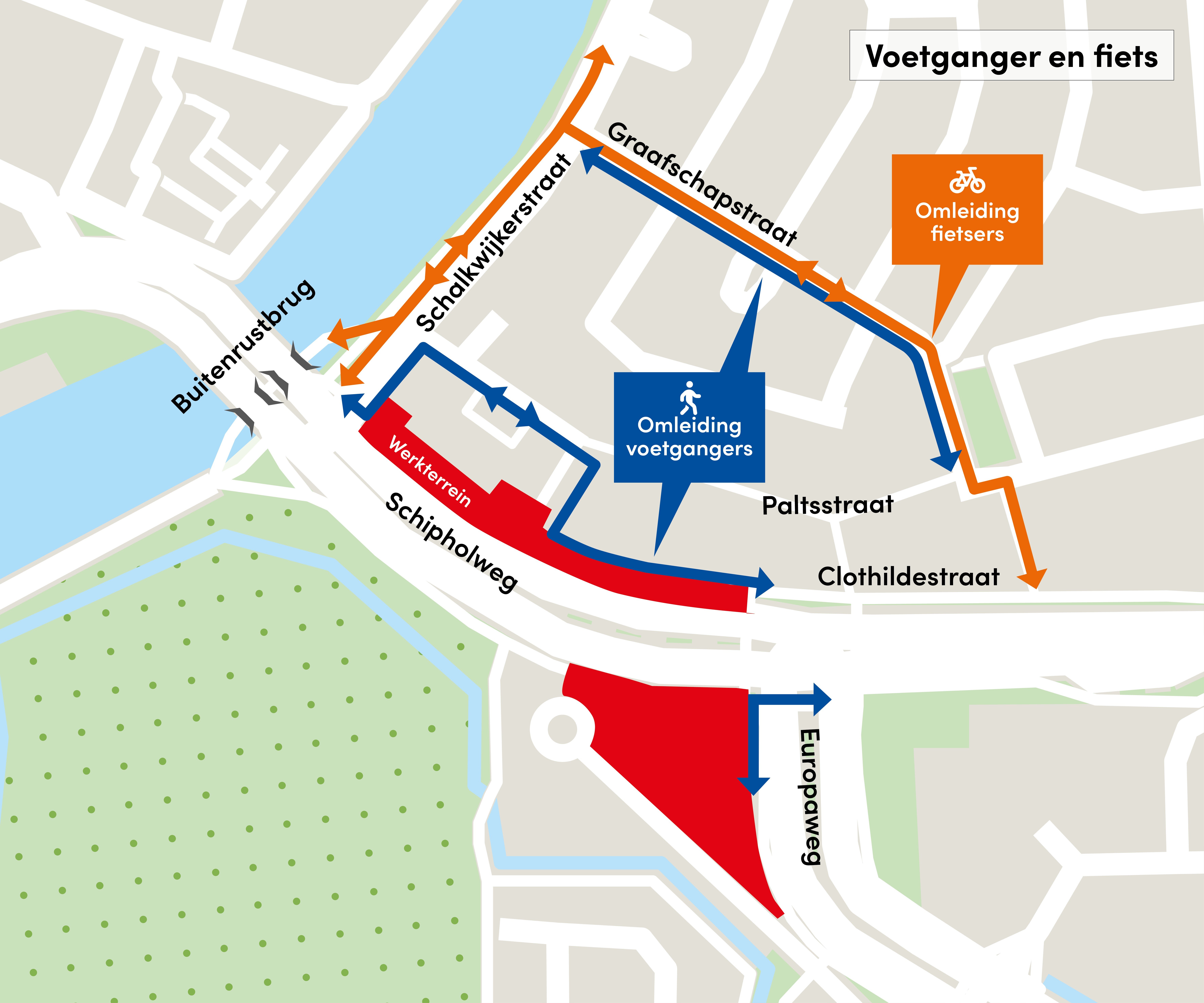 Routes voor voetganger en fietsers vanaf 26 mei.
