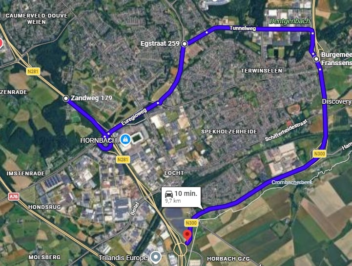 N281 afrit  Avantis c afgesloten omleiding via de Euregioweg  Tunnelweg en de N300 richting Avantis