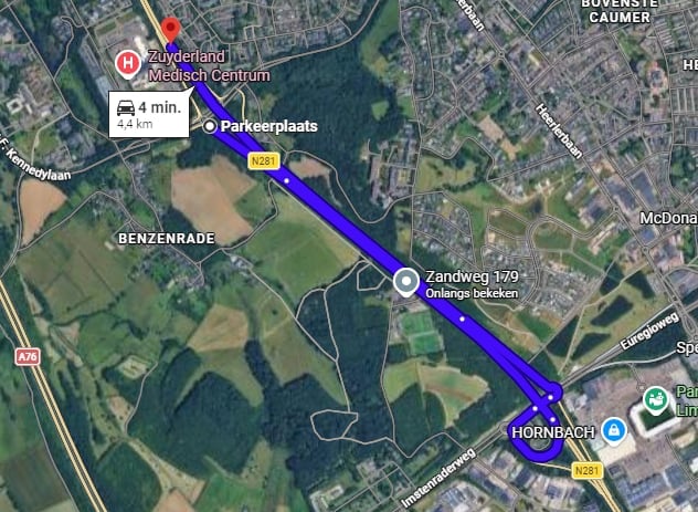 John F. Kennedylaan naar de N281 via af en toerit Imstenraderweg