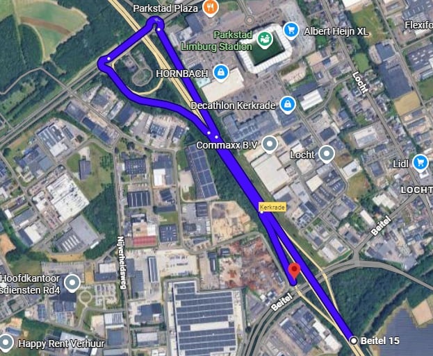 Afrit Beitel omleiden via de af en toerit Euregioweg