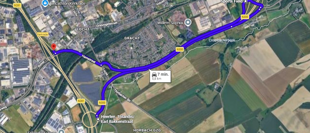 Rotonde Avantis naar de N281 via de N300 afrit Hamstraat  toerit N281