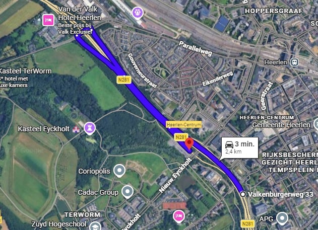 Afrit Looierstraat keren via Af en toerit Terworm