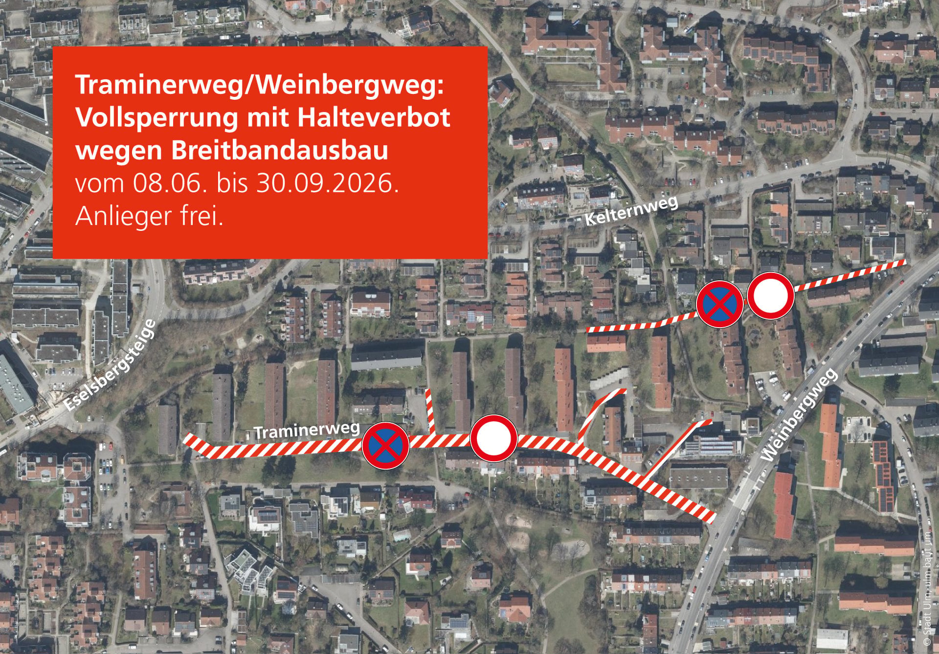 Traminer-, Weinbergweg: Einschränkungen vom 08.06. bis 30.09.2026
