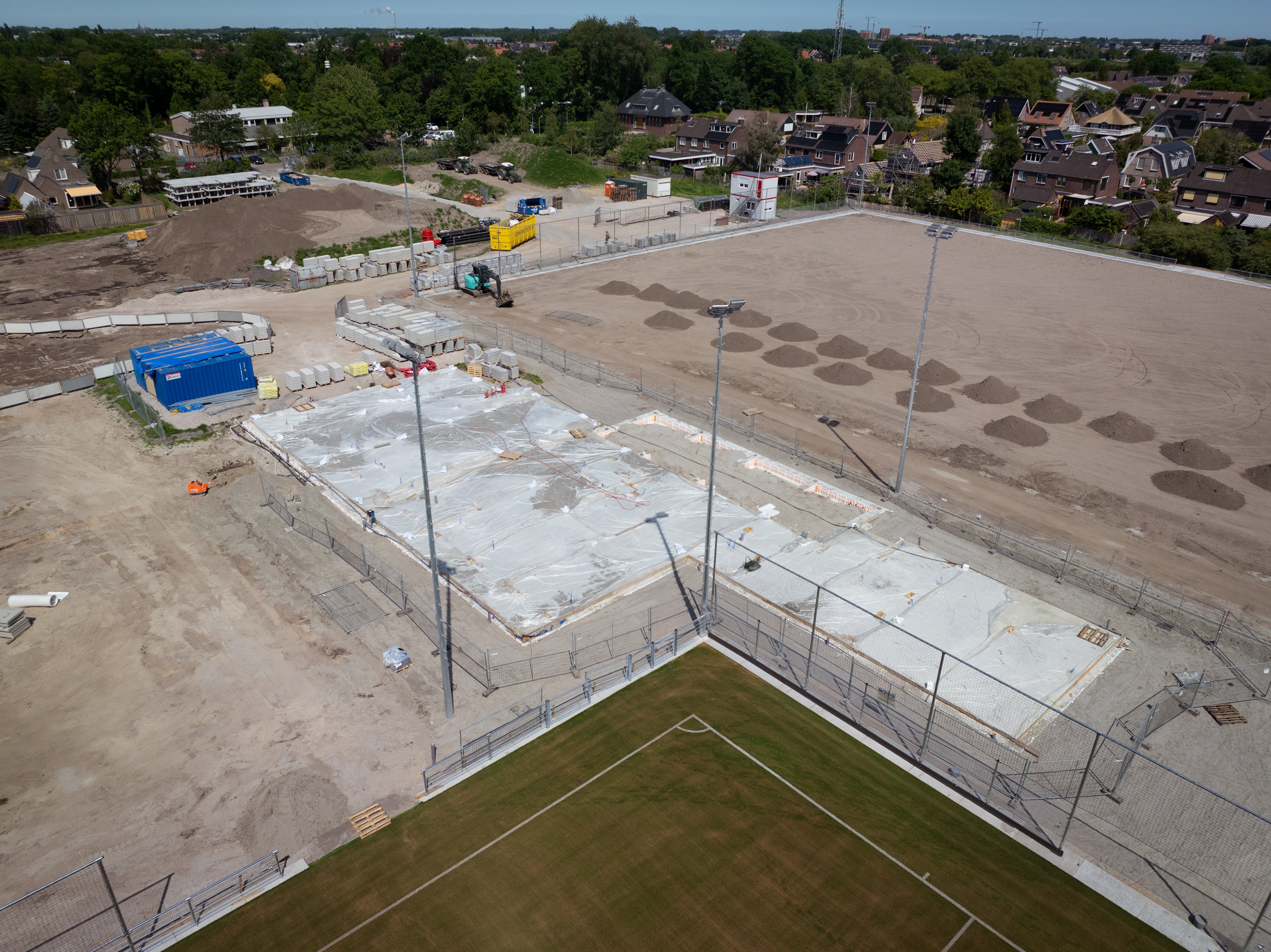 De fundering van het clubgebouw