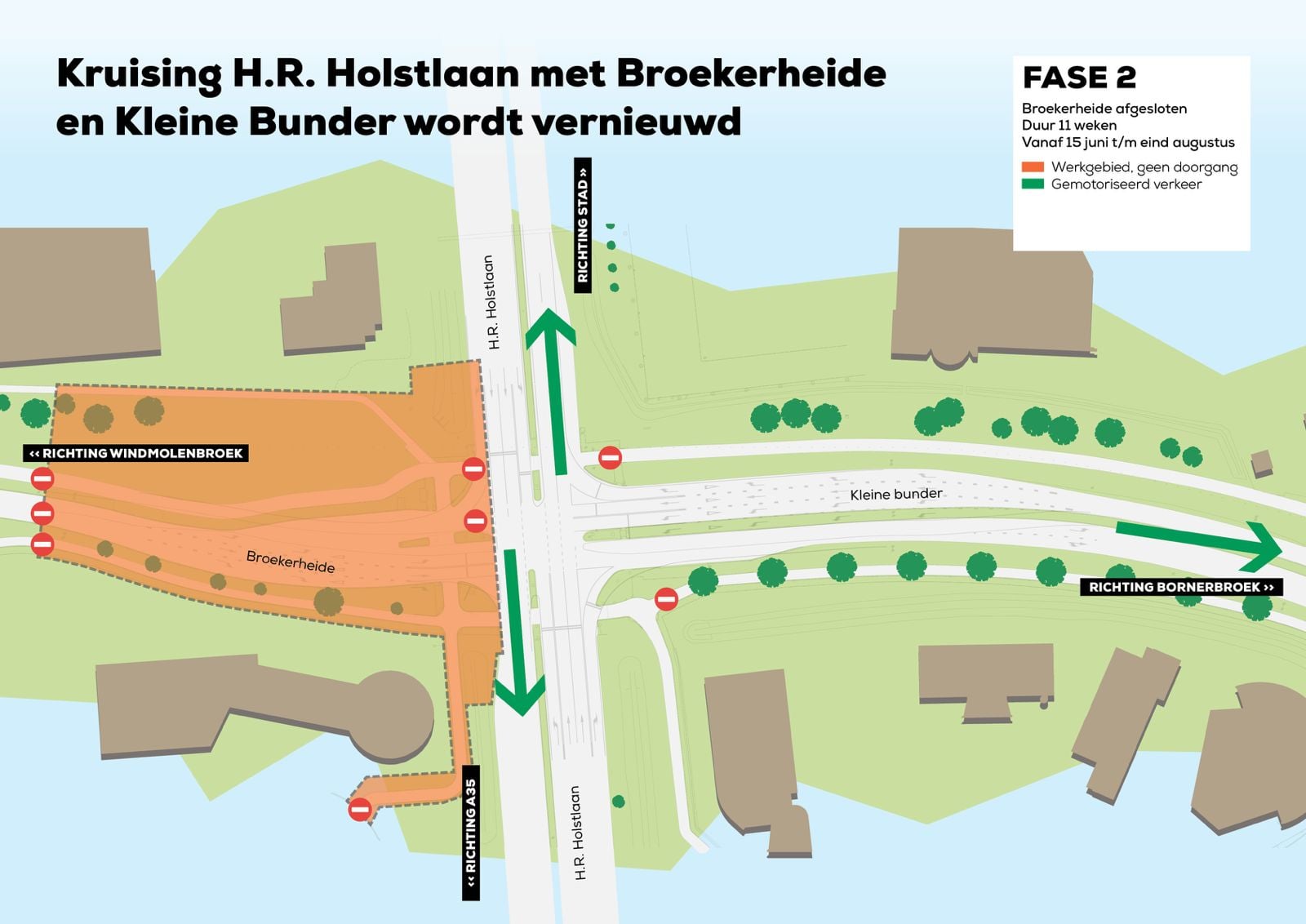 Deel Broekerheide afgesloten vanaf fase 2