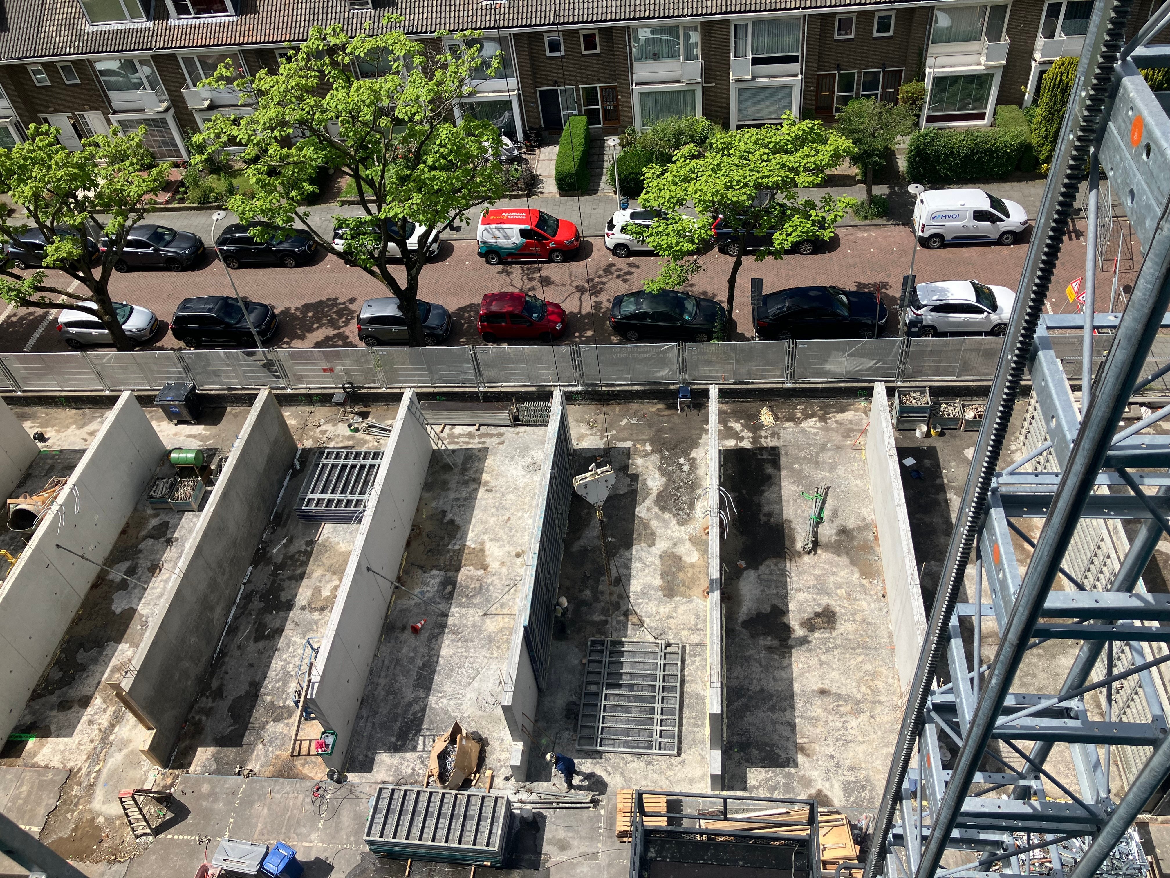 Voortgang bij de eengezinswoningen.