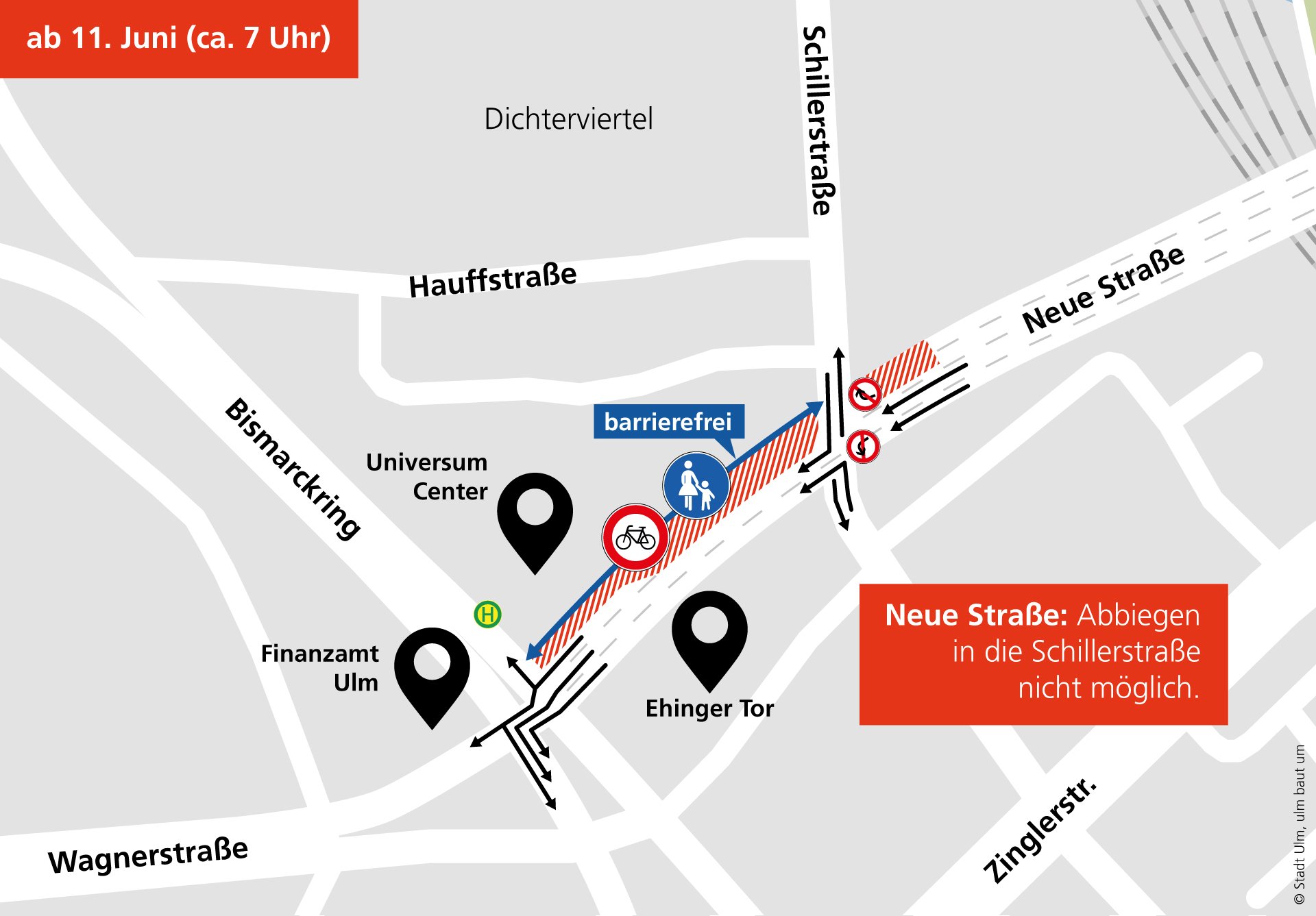Verkehrsführung Kreuzung Neue Straße/Schillerstraße