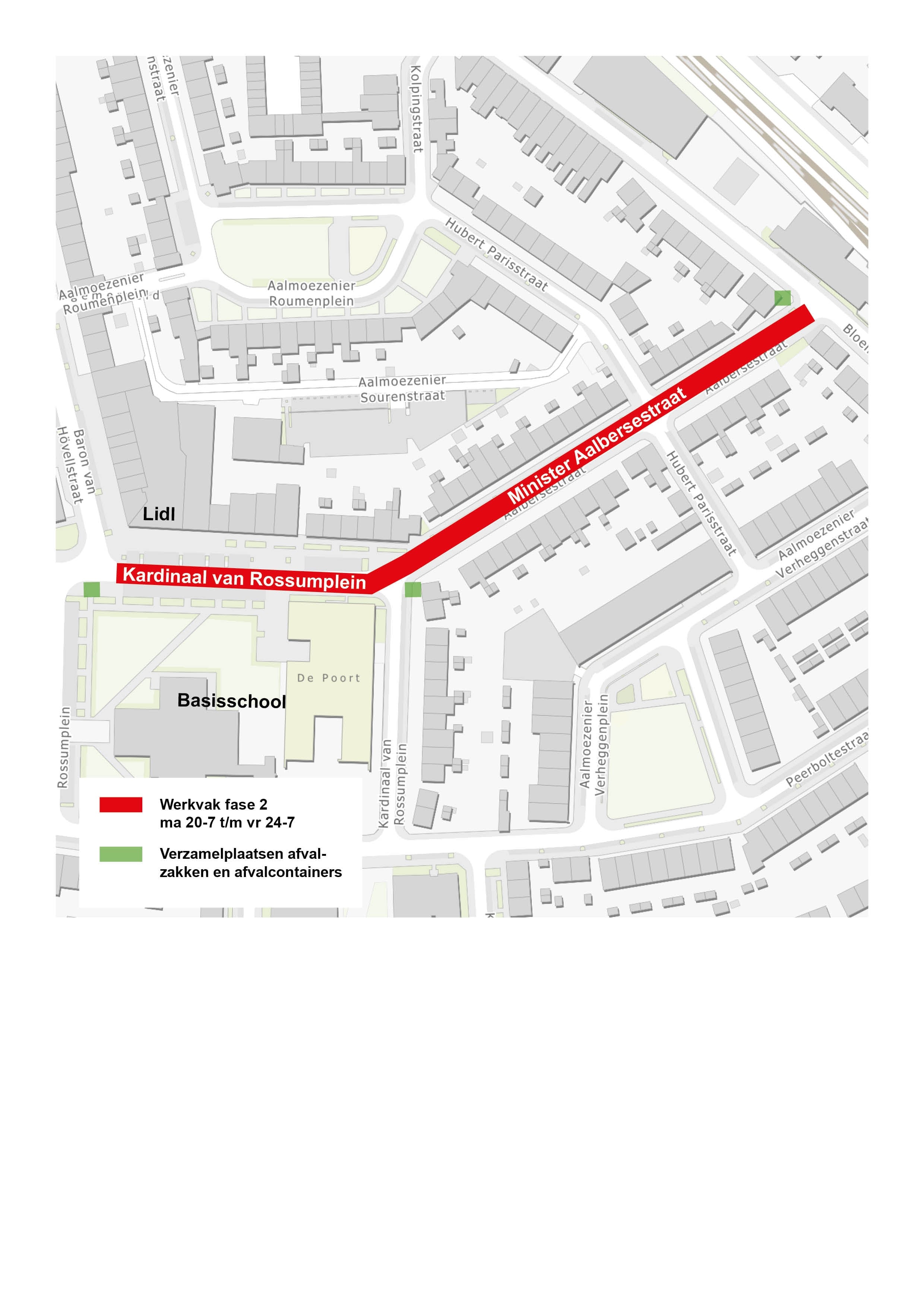 Werkvak FASE 2 Ministter Aalbersestraat en Kardinaal van Rossumplein
