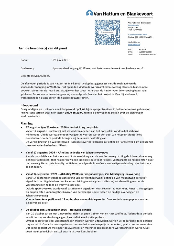 Informatiebrief werkzaamheden spooronderdoorgang