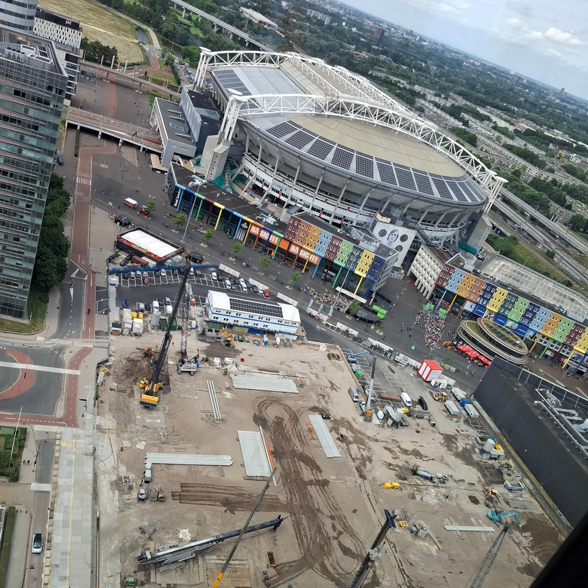Bouwplaats Cluster 3 en 4 Eleven Square gezien vanuit de Dreeftoren