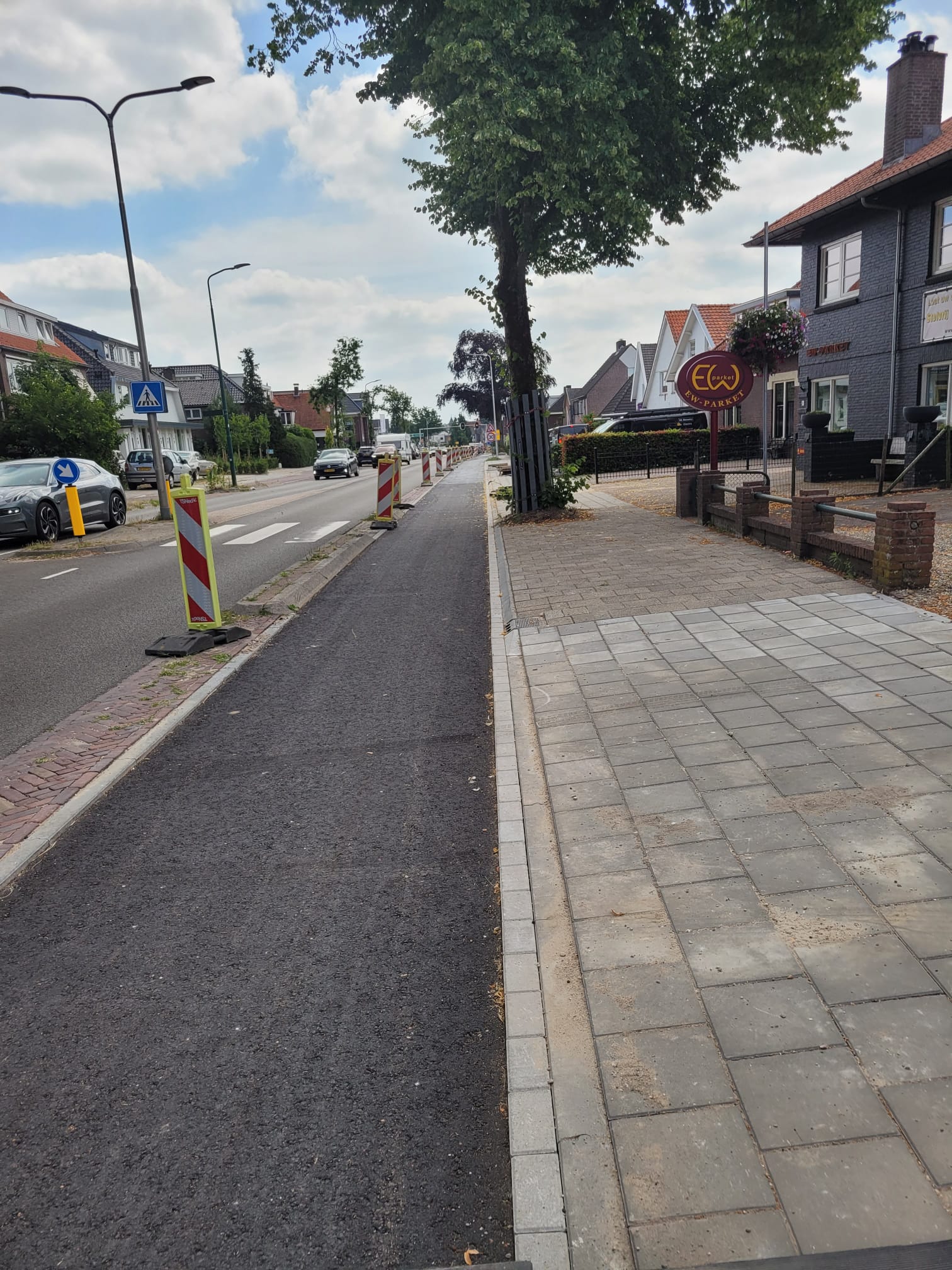 De onderlaag van het fietspad