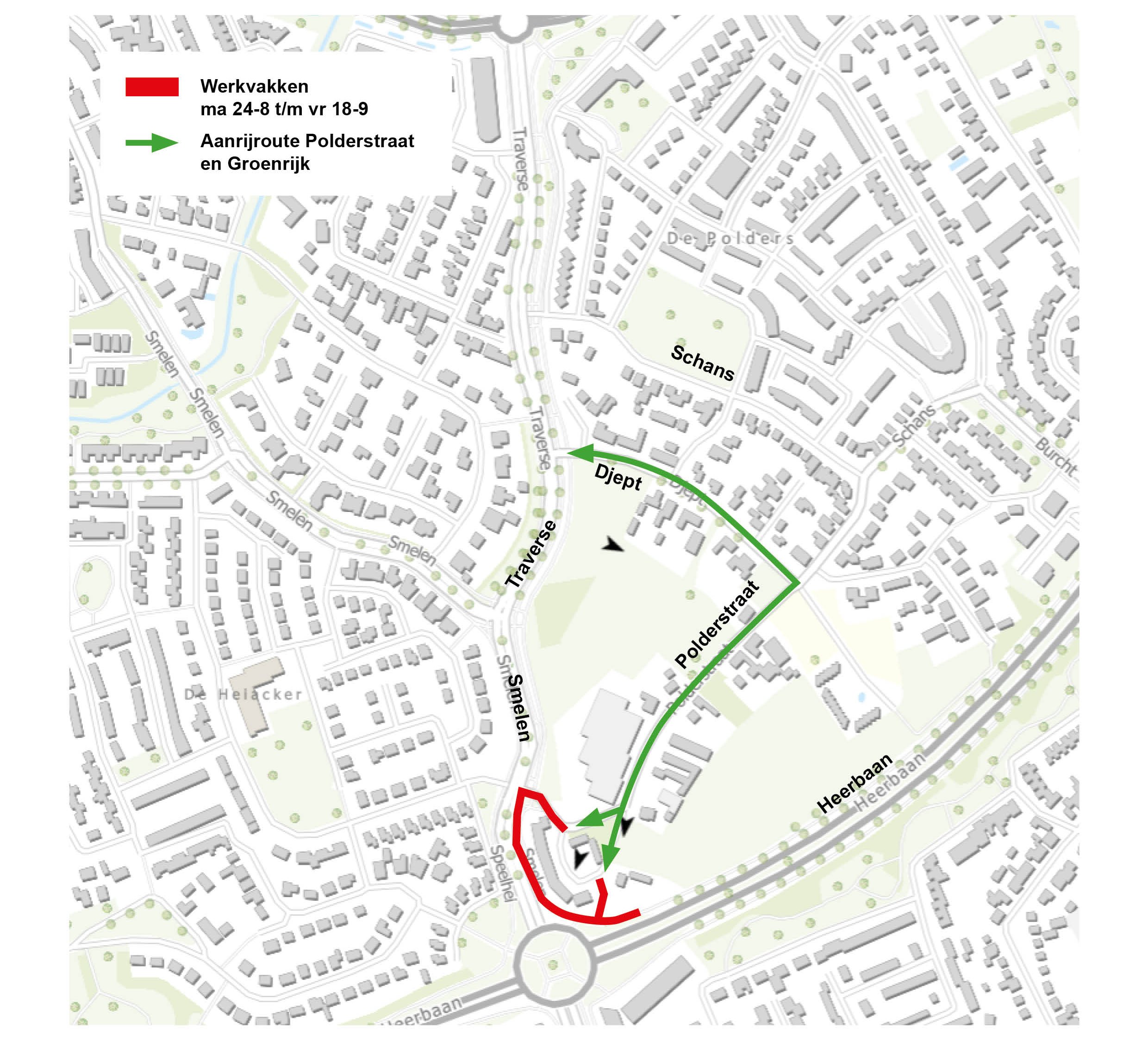 Afb. 4. aanrijroute Polderstraat ma 24-8 t/m vrij 18-9
