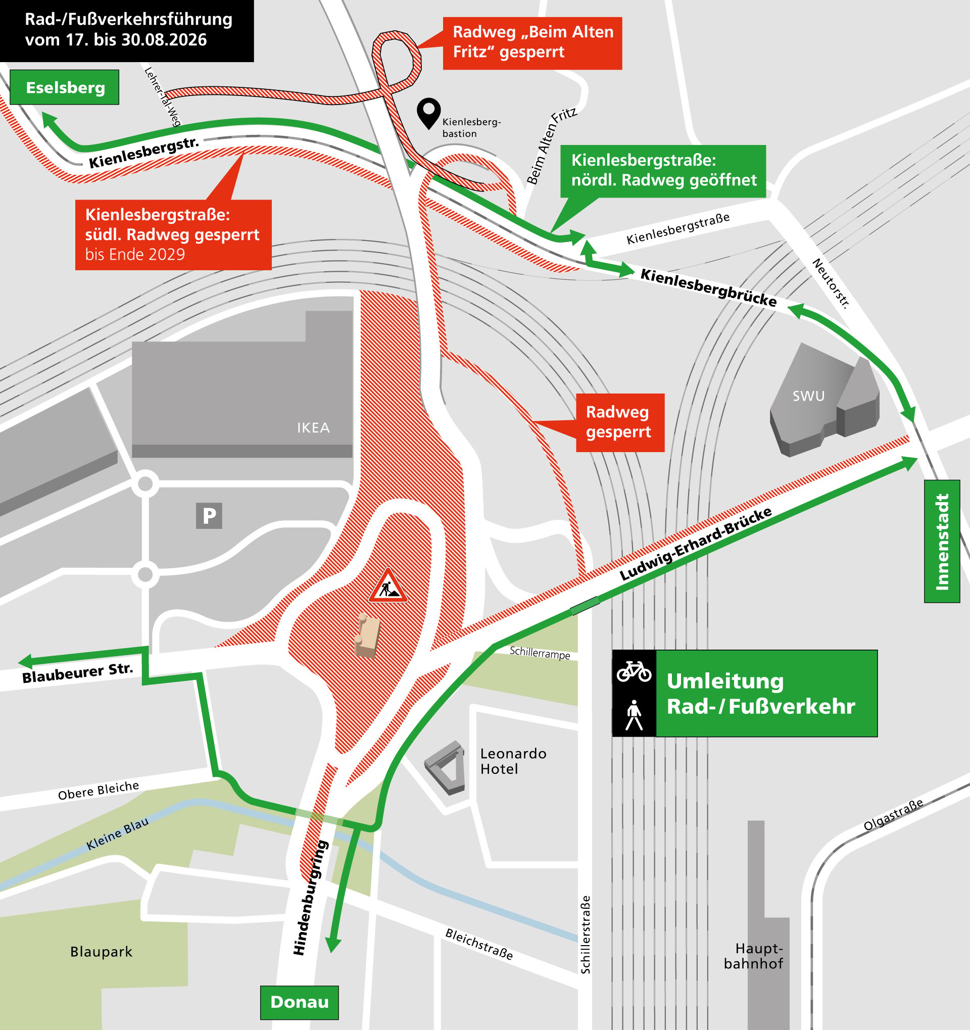 Kienlesberg: geänderte Fuß- und Radwegeführung