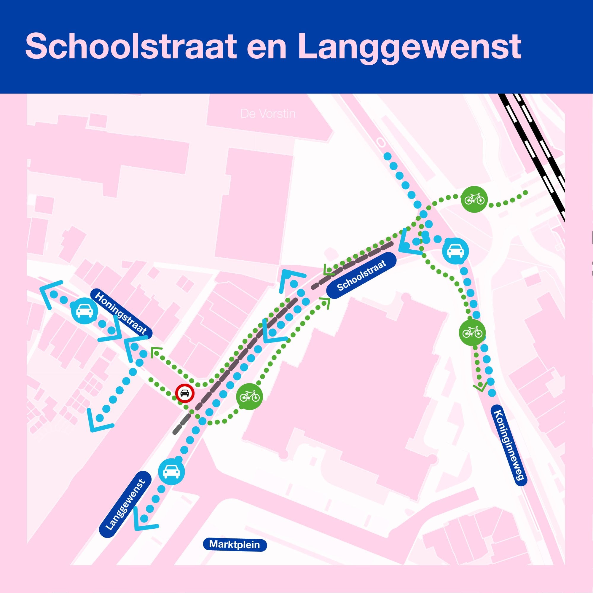Kaartje extra verkeersmaatregelen Schoolstraat - Langgewenst - Honingstraat