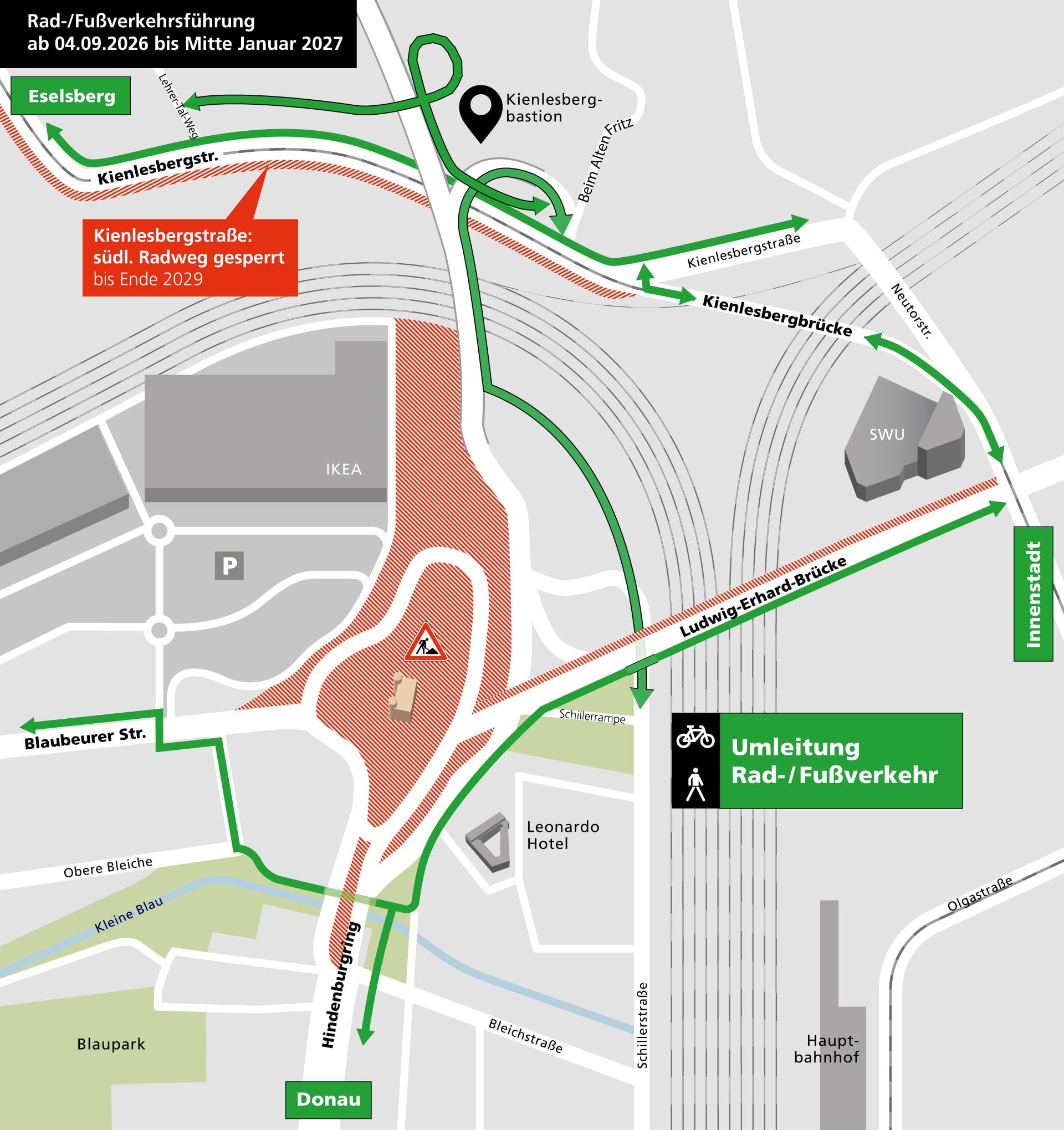 Rad-/Fußverkehrsführung vom 04.09.2026 bis Mitte Januar 2027
